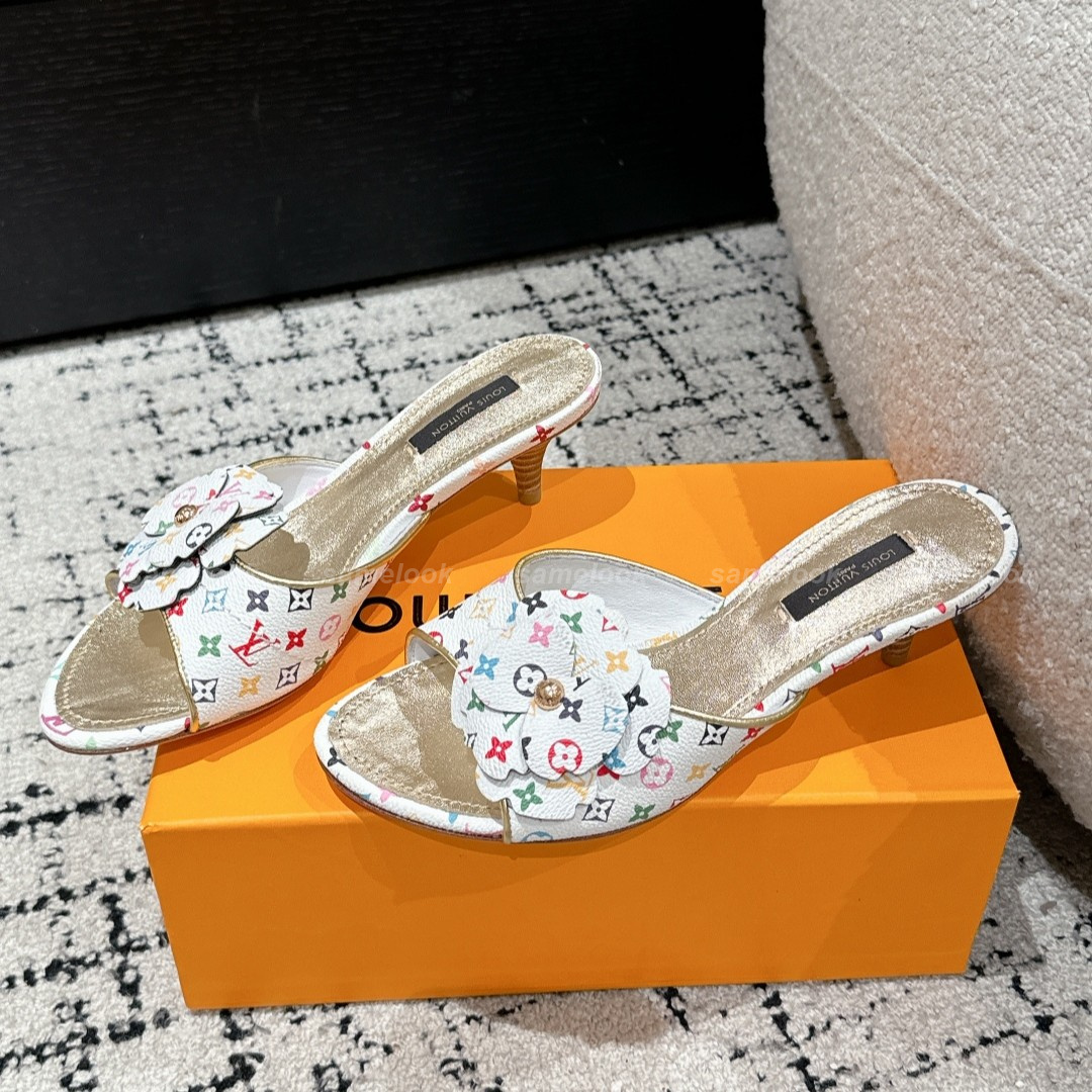 루이비통 플라워 모노그램 데님 뮬 샌들